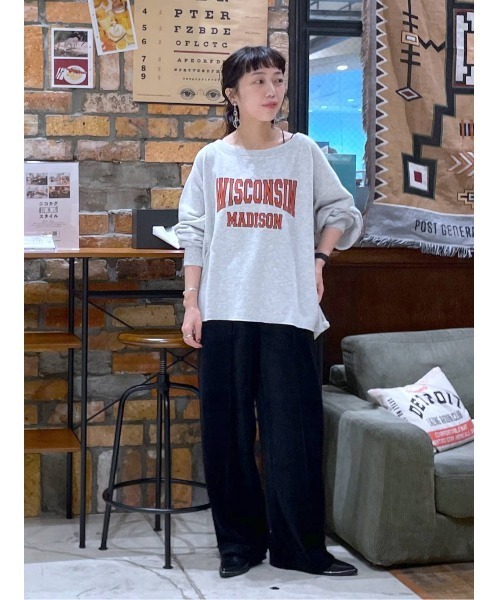 niko and...（ニコアンド）の「ボートネックカレッジプルオーバー（スウェット・レディース・ボルドー/ネイビー/ナチュラル・LARGE/MEDIUM）」の6枚目の写真