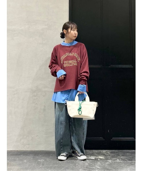 niko and...（ニコアンド）の「ボートネックカレッジプルオーバー（スウェット・レディース・ボルドー/ネイビー/ナチュラル・LARGE/MEDIUM）」の14枚目の写真