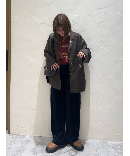 niko and...（ニコアンド）の「ボートネックカレッジプルオーバー（スウェット・レディース・ボルドー/ネイビー/ナチュラル・LARGE/MEDIUM）」の15枚目の写真