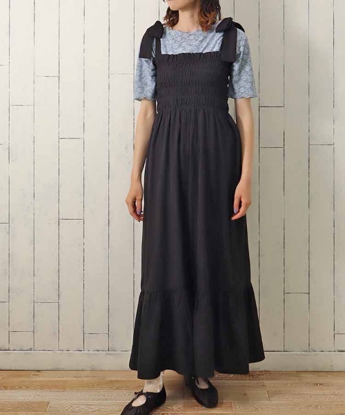 Bleu Bleuet（ブルーブルーエ）の「フラワーシアークルーネックTシャツ（Tシャツ/カットソー・レディース・アイボリー/ブラック/ブルー・FREE）」の3枚目の写真