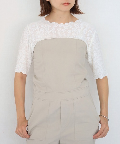 Bleu Bleuet（ブルーブルーエ）の「フラワーシアークルーネックTシャツ（Tシャツ/カットソー・レディース・アイボリー/ブラック/ブルー・FREE）」の10枚目の写真