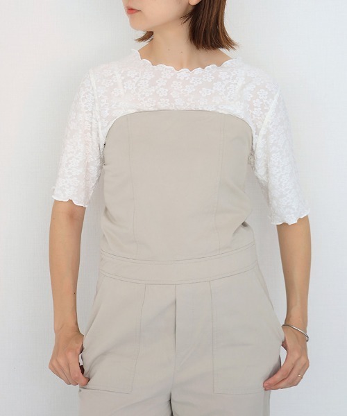 Bleu Bleuet（ブルーブルーエ）の「フラワーシアークルーネックTシャツ（Tシャツ/カットソー・レディース・アイボリー/ブラック/ブルー・FREE）」の7枚目の写真