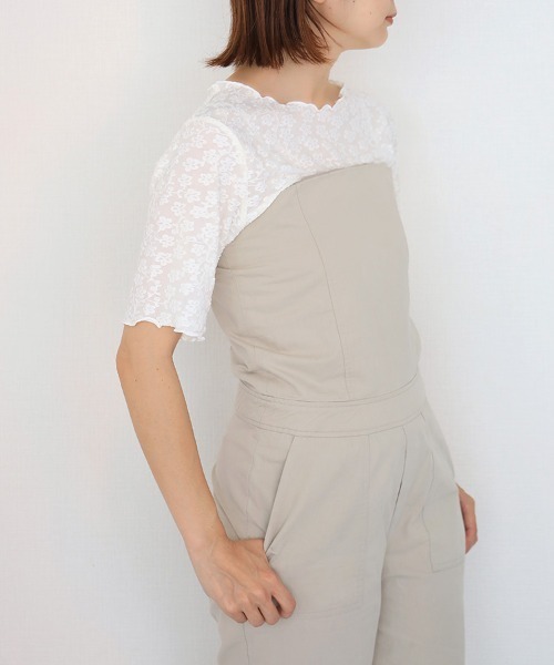 Bleu Bleuet（ブルーブルーエ）の「フラワーシアークルーネックTシャツ（Tシャツ/カットソー・レディース・アイボリー/ブラック/ブルー・FREE）」の8枚目の写真