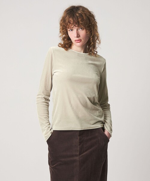 H beauty＆youth ベロアトップス　ベロア ロングスリーブプルオーバー H BEAUTY&YOUTH UNITED ARROWS（エイチビューティーアンドユース