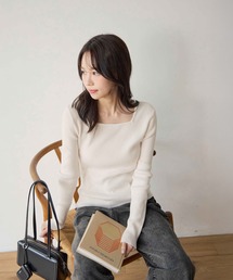 CHAN ME | スクエアネックリブニット(ニット/セーター)