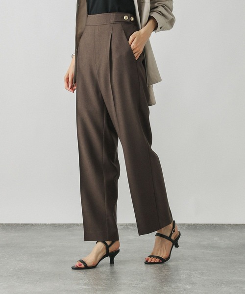 GLOBAL WORK（グローバルワーク）の「お手入れラクラクセットアップ/ストレートパンツ/498379（その他パンツ・レディース・ブラウン系その他/グレイッシュベージュ/ダークブラウン/ネイビー・SMALL/X-SMALL/LARGE/MEDIUM）」の2枚目の写真