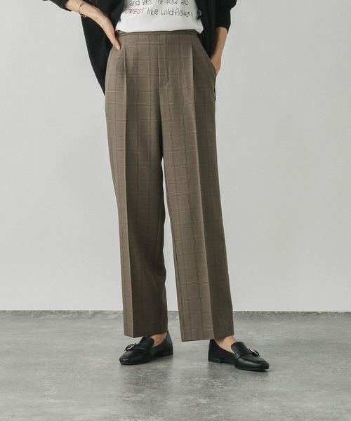 GLOBAL WORK（グローバルワーク）の「お手入れラクラクセットアップ/ストレートパンツ/498379（その他パンツ・レディース・ブラウン系その他/グレイッシュベージュ/ダークブラウン/ネイビー・SMALL/X-SMALL/LARGE/MEDIUM）」の3枚目の写真