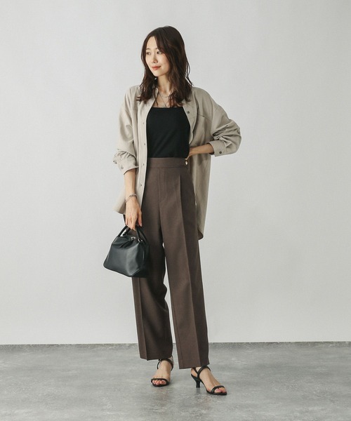 GLOBAL WORK（グローバルワーク）の「お手入れラクラクセットアップ/ストレートパンツ/498379（その他パンツ・レディース・ブラウン系その他/グレイッシュベージュ/ダークブラウン/ネイビー・SMALL/X-SMALL/LARGE/MEDIUM）」の14枚目の写真