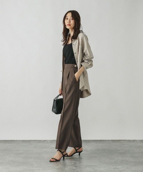 GLOBAL WORK（グローバルワーク）の「お手入れラクラクセットアップ/ストレートパンツ/498379（その他パンツ・レディース・ブラウン系その他/グレイッシュベージュ/ダークブラウン/ネイビー・SMALL/X-SMALL/LARGE/MEDIUM）」の15枚目の写真