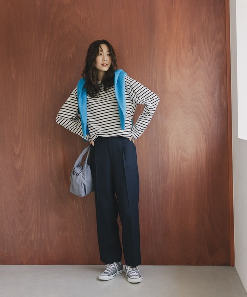 GLOBAL WORK（グローバルワーク）の「お手入れラクラクセットアップ/ストレートパンツ/498379（その他パンツ・レディース・ブラウン系その他/グレイッシュベージュ/ダークブラウン/ネイビー・SMALL/X-SMALL/LARGE/MEDIUM）」の13枚目の写真