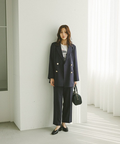 GLOBAL WORK（グローバルワーク）の「お手入れラクラクセットアップ/ストレートパンツ/498379（その他パンツ・レディース・ブラウン系その他/グレイッシュベージュ/ダークブラウン/ネイビー・SMALL/X-SMALL/LARGE/MEDIUM）」の5枚目の写真