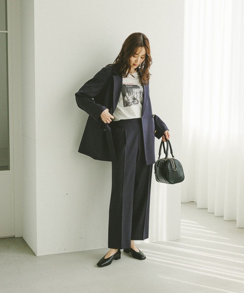 GLOBAL WORK（グローバルワーク）の「お手入れラクラクセットアップ/ストレートパンツ/498379（その他パンツ・レディース・ブラウン系その他/グレイッシュベージュ/ダークブラウン/ネイビー・SMALL/X-SMALL/LARGE/MEDIUM）」の6枚目の写真