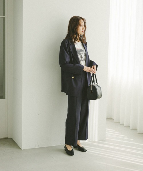 GLOBAL WORK（グローバルワーク）の「お手入れラクラクセットアップ/ストレートパンツ/498379（その他パンツ・レディース・ブラウン系その他/グレイッシュベージュ/ダークブラウン/ネイビー・SMALL/X-SMALL/LARGE/MEDIUM）」の7枚目の写真