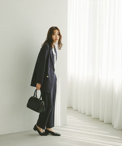 GLOBAL WORK（グローバルワーク）の「お手入れラクラクセットアップ/ストレートパンツ/498379（その他パンツ・レディース・ブラウン系その他/グレイッシュベージュ/ダークブラウン/ネイビー・SMALL/X-SMALL/LARGE/MEDIUM）」の8枚目の写真