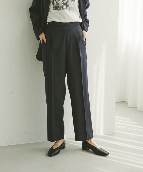 GLOBAL WORK（グローバルワーク）の「お手入れラクラクセットアップ/ストレートパンツ/498379（その他パンツ・レディース・ブラウン系その他/グレイッシュベージュ/ダークブラウン/ネイビー・SMALL/X-SMALL/LARGE/MEDIUM）」の9枚目の写真