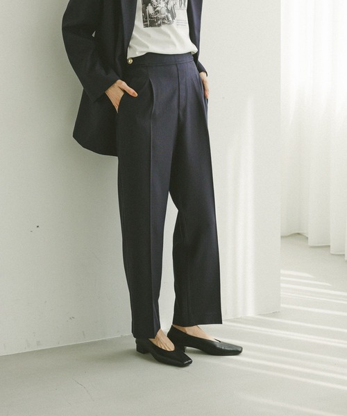 GLOBAL WORK（グローバルワーク）の「お手入れラクラクセットアップ/ストレートパンツ/498379（その他パンツ・レディース・ブラウン系その他/グレイッシュベージュ/ダークブラウン/ネイビー・SMALL/X-SMALL/LARGE/MEDIUM）」の10枚目の写真