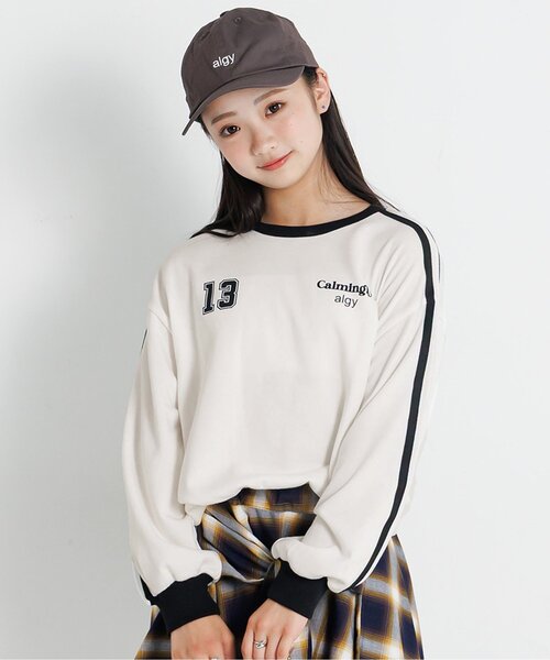 algy（アルジー）の「ラインスリーブトレーナー（スウェット・キッズ・グリーン/オフホワイト/サックスブルー/ブラック/ピンク・SMALL/XX-SMALL/MEDIUM/X-SMALL）」の2枚目の写真