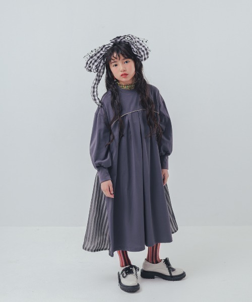 unica（ユニカ）の「パネル配色カラーAラインワンピース（ワンピース・キッズ・レッド/チャコール/ブラック・XL/L/S/M）」の2枚目の写真