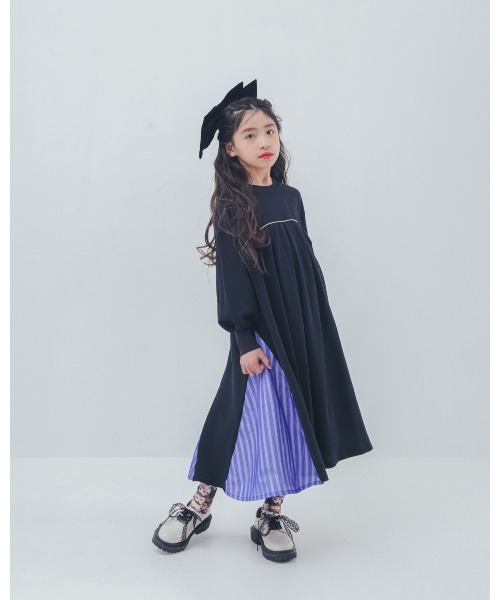 unica（ユニカ）の「パネル配色カラーAラインワンピース（ワンピース・キッズ・レッド/チャコール/ブラック・XL/L/S/M）」の4枚目の写真