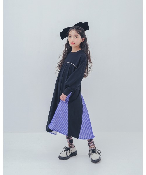 unica（ユニカ）の「パネル配色カラーAラインワンピース（ワンピース・キッズ・レッド/チャコール/ブラック・XL/L/S/M）」の5枚目の写真