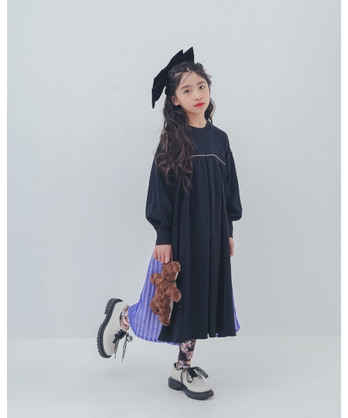 unica（ユニカ）の「パネル配色カラーAラインワンピース（ワンピース・キッズ・レッド/チャコール/ブラック・XL/L/S/M）」の7枚目の写真