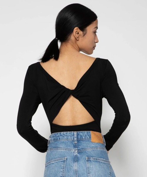 ROYAL FLASH(ロイヤルフラッシュ)の「determ/ デターム/Collagen Twisted Back Bodysuit(Tシャツ/カットソー・レディース・ホワイト/ブラック・S/XS)」の6枚目の写真