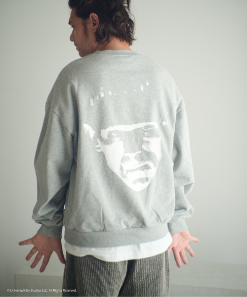 ADAM PATEK（アダムパテック）の「ADAMPATEK/Frankenstein face print crewneck/フランケンシュタインフェイスプリントコラボスウェット(AP2524018)（スウェット・レディース・ブラック/杢グレー・1/2）」の15枚目の写真