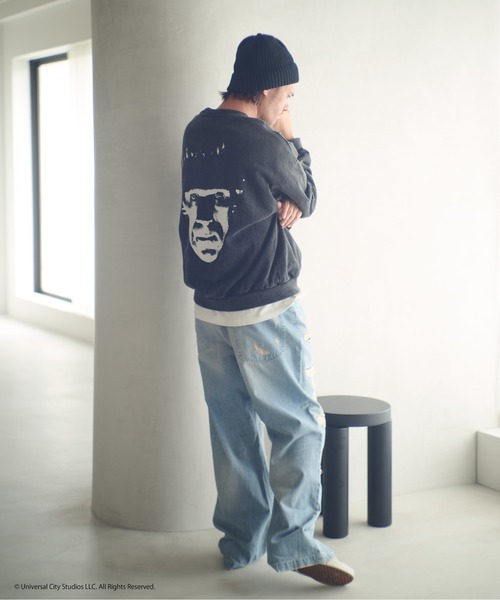 ADAM PATEK（アダムパテック）の「ADAMPATEK/Frankenstein face print crewneck/フランケンシュタインフェイスプリントコラボスウェット(AP2524018)（スウェット・レディース・ブラック/杢グレー・1/2）」の9枚目の写真