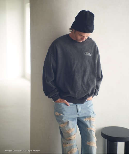 ADAM PATEK（アダムパテック）の「ADAMPATEK/Frankenstein face print crewneck/フランケンシュタインフェイスプリントコラボスウェット(AP2524018)（スウェット・レディース・ブラック/杢グレー・1/2）」の10枚目の写真
