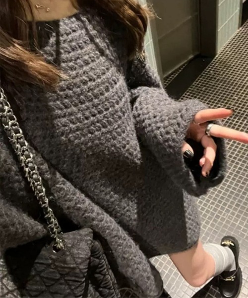 CADBURY（キャドバリー）の「ローゲージオーバーサイズニット（ニット/セーター・レディース・ピンク/グリーン/ホワイト/グレー/ベージュ・FREE）」の2枚目の写真