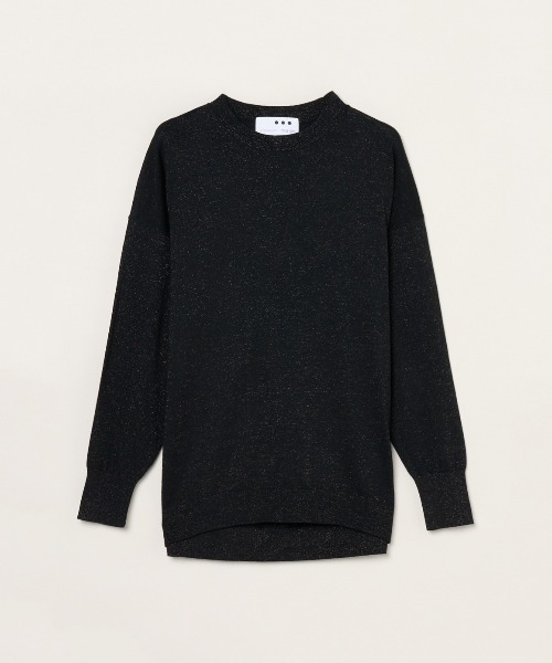 three dots(スリードッツ)の「【ラメニット】ルレックスセーター ルーズプルオーバー(ニット/セーター・レディース・ブラック/ベージュ/グレー・SMALL)」の1枚目の写真