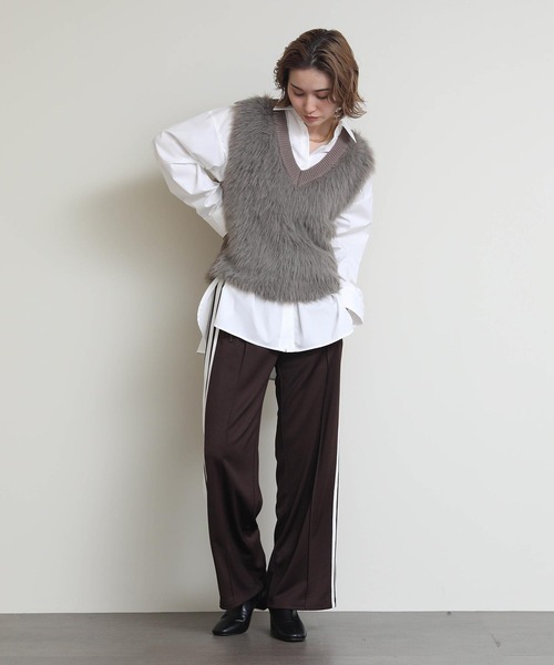 セール】ファー切替ベスト（ニット/セーター）｜Re Fiina（フィーナ