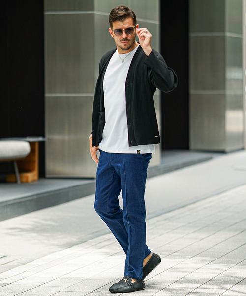 SOMEDIFF（サムディフ）の「プリーツカーディガン メンズ 黒 ブラック グレー カーキ（カーディガン/ボレロ・メンズ・グレー/ブラック/カーキ・M/L/XL）」の5枚目の写真