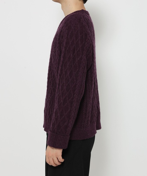 HARE（ハレ）の「Vネックケーブルニットプルオーバー(HARE)（ニット/セーター・メンズ・グレー/ブラック/パープル・FREE）」の15枚目の写真