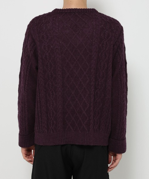 HARE（ハレ）の「Vネックケーブルニットプルオーバー(HARE)（ニット/セーター・メンズ・グレー/ブラック/パープル・FREE）」の16枚目の写真