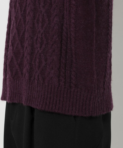 HARE（ハレ）の「Vネックケーブルニットプルオーバー(HARE)（ニット/セーター・メンズ・グレー/ブラック/パープル・FREE）」の19枚目の写真