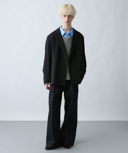 HARE（ハレ）の「Vネックケーブルニットプルオーバー(HARE)（ニット/セーター・メンズ・グレー/ブラック/パープル・FREE）」の6枚目の写真