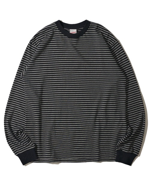 Healthknit（ヘルスニット）の「【Healthknit】クラシックボーダー ロングスリーブTシャツ（Tシャツ/カットソー・メンズ・ブラック/グリーン・X-LARGE/MEDIUM/LARGE）」の3枚目の写真