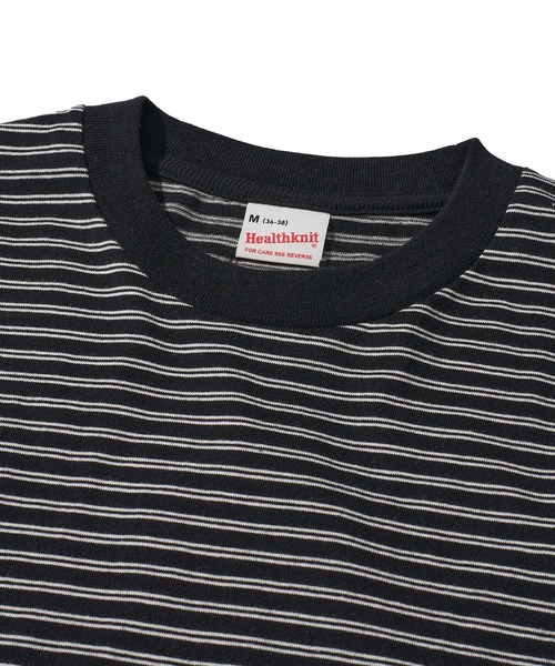 Healthknit（ヘルスニット）の「【Healthknit】クラシックボーダー ロングスリーブTシャツ（Tシャツ/カットソー・メンズ・ブラック/グリーン・X-LARGE/MEDIUM/LARGE）」の7枚目の写真