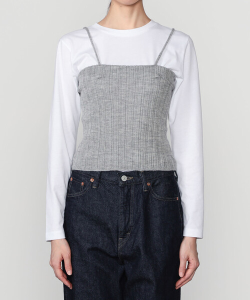 UNFIL（アンフィル）の「UNFIL | ロイヤルベビーアルパカ ランダムリブキャミソール WOMEN（ニット/セーター・レディース・グレー/グリーン系その他・1）」の6枚目の写真