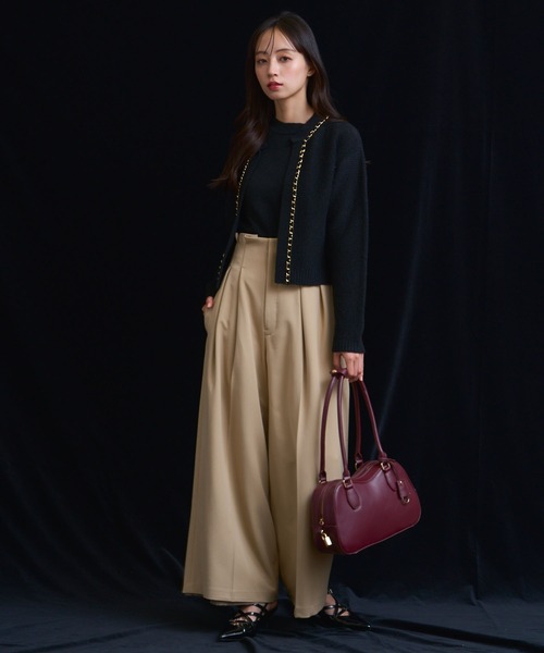 NOELA(ノエラ)の「【販路限定カラーあり】チェーンブレードニットアンサンブル(カーディガン/ボレロ・レディース・ベージュ/ブラック/オフホワイト/グレー・フリー)」の12枚目の写真