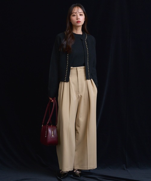 NOELA(ノエラ)の「【販路限定カラーあり】チェーンブレードニットアンサンブル(カーディガン/ボレロ・レディース・ベージュ/ブラック/オフホワイト/グレー・フリー)」の9枚目の写真