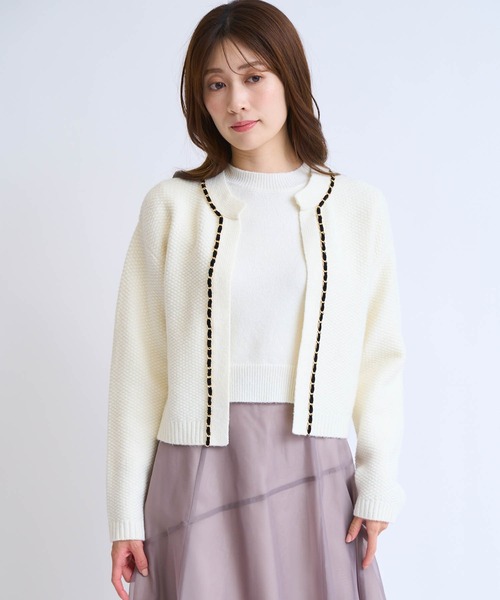 NOELA(ノエラ)の「【販路限定カラーあり】チェーンブレードニットアンサンブル(カーディガン/ボレロ・レディース・ベージュ/ブラック/オフホワイト/グレー・フリー)」の11枚目の写真