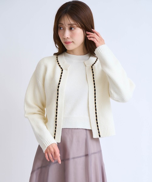 NOELA(ノエラ)の「【販路限定カラーあり】チェーンブレードニットアンサンブル(カーディガン/ボレロ・レディース・ベージュ/ブラック/オフホワイト/グレー・フリー)」の10枚目の写真