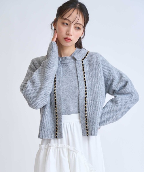 NOELA(ノエラ)の「【販路限定カラーあり】チェーンブレードニットアンサンブル(カーディガン/ボレロ・レディース・ベージュ/ブラック/オフホワイト/グレー・フリー)」の15枚目の写真