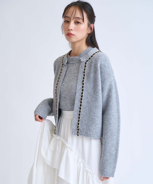 NOELA(ノエラ)の「【販路限定カラーあり】チェーンブレードニットアンサンブル(カーディガン/ボレロ・レディース・ベージュ/ブラック/オフホワイト/グレー・フリー)」の17枚目の写真