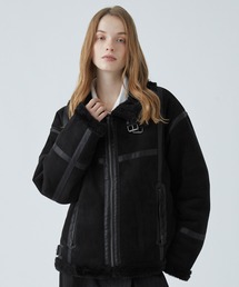 VELNUS（ベルナス）の「【VELNUS】B-3 high neck design fleece-lined faux shearling jacket/Ｂ-3ハイネックデザイン 裏ボアフェイクムートンジャケット（ムートンコート）」