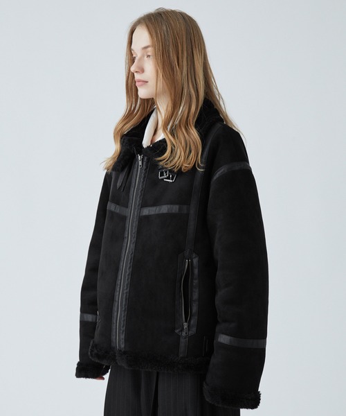 VELNUS（ベルナス）の「【VELNUS】B-3 high neck design fleece-lined faux shearling jacket/Ｂ-3ハイネックデザイン 裏ボアフェイクムートンジャケット（ムートンコート・メンズ・ホワイト/ブラック・L/S/M）」の9枚目の写真