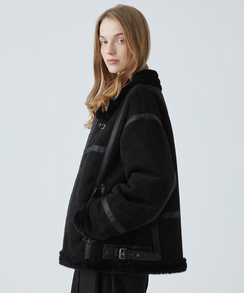 VELNUS（ベルナス）の「【VELNUS】B-3 high neck design fleece-lined faux shearling jacket/Ｂ-3ハイネックデザイン 裏ボアフェイクムートンジャケット（ムートンコート・メンズ・ホワイト/ブラック・L/S/M）」の10枚目の写真