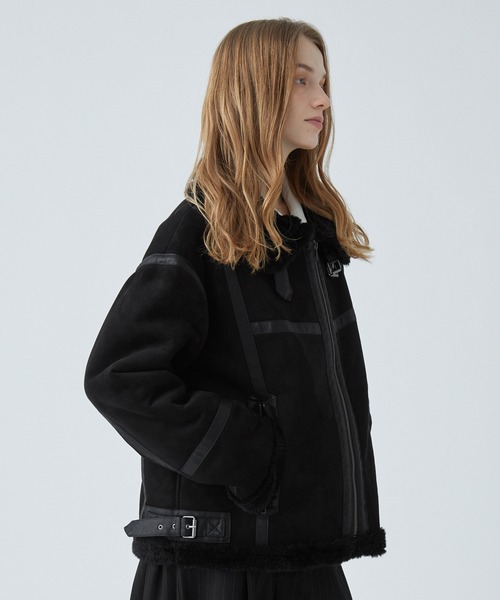 VELNUS（ベルナス）の「【VELNUS】B-3 high neck design fleece-lined faux shearling jacket/Ｂ-3ハイネックデザイン 裏ボアフェイクムートンジャケット（ムートンコート・メンズ・ホワイト/ブラック・L/S/M）」の12枚目の写真